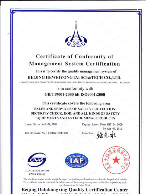 China Beijing Heweiyongtai Sci &amp; Tech Co., Ltd. zertifizierungen